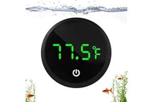 BTFO Fish Tank Thermometer, Rechargeable Aquarium Thermometer LED Digital Touch Screen Wireless Stick on Temperature Thermometer with Touch Screen, Large Number for Fish & Reptile