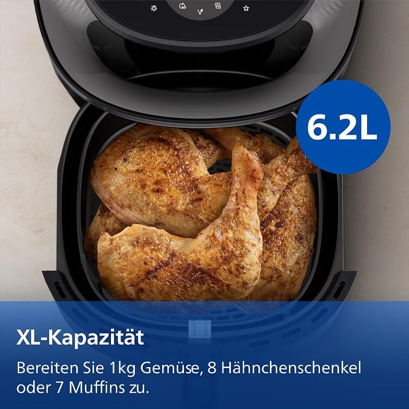 Airfryer 3000 Serie Heißluftfritteuse, Schwarz, 6,2L