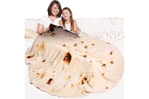 M&C Music Color Tortilla Blanket Double Sided 80 inches, Giant Tortilla Blanket Adult Size Round Funny Blankets for Adults teens kids, Realistic Food Blanket Throw Wrap Blanket(80 inch, Beige)