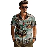 AMOMA Men's Tropical Car Hawaiian Shirt Short Sleeve Button Down Summer Beach Aloha Shirts(2XL,10BeachMotorcycle), XX-Large