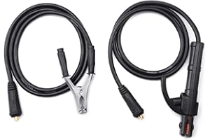 MOONDKIST 200A Welding Ground Clamp Welding Electrode Holder Set, Welding Cable Stick Electrode Holder with 10-25 Din Quick Plug, Heat Resistant Anti Slip Grip for ARC MMA MIG TIG Welders