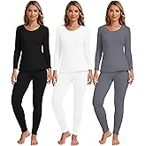 Patelai 3 Sets Thermal Underwear for Women with Fleece Lined Long Underwear Women Base Layer Cold Weather