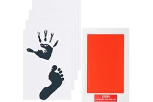 uxcell Inkless Handprint and Footprint Kit, 4x6 Inch Mess Free Pet Paw Print Kit 1 Red Inkless Print Pads + 4 Imprint Cards C