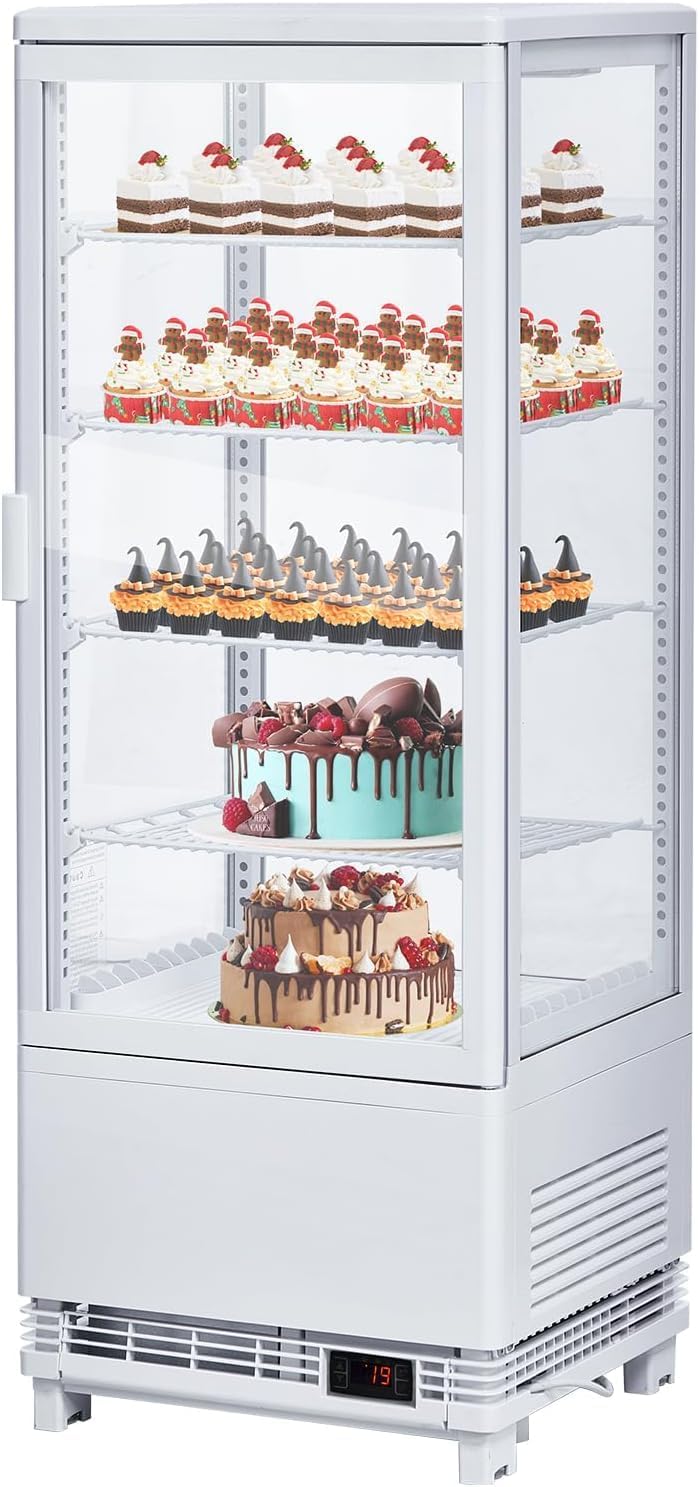 Photo 1 of *** PARTS ONLY *** Commercial Refrigerator, 3.5 Cu. FT Glass Refrigerator Display Case Countertop with Adjustable Shelves, Interior LED Lighting, Display Fridge for Pastry Cake Restaurant, Auto Defrost, White