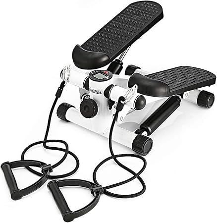 KUOKEL Mini Stepper,Fitness Stair Stepper - Portable Twist Stair Stepper Adjustable Resistance,Fitness Exercise Machine with Resistance Bands Durable & LCD Display and Comfortable Foot Pedals