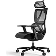 ProtoArc Ergonomic Office Chair, EC100 Big and Tall Mesh Computer Desk Chair with 30% Thicker Saddle Shaped Spring Cushion, Lumbar Support, Adjustable Headrest, Armrest for Home and Office - Black