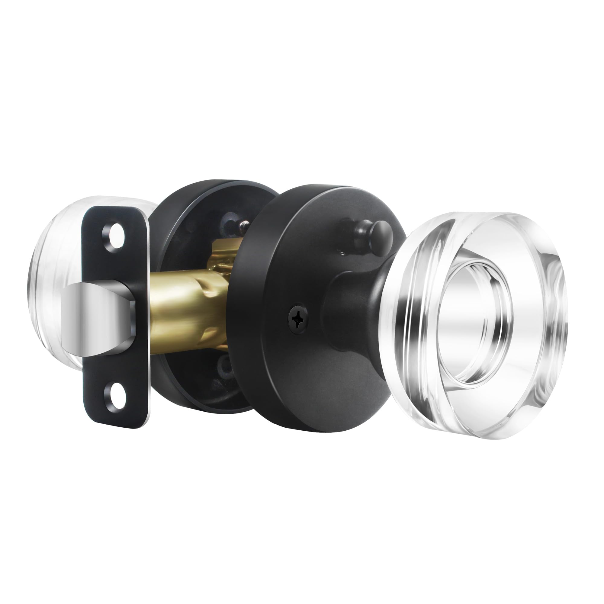 Photo 1 of naubea Matte Black Door Knob Privacy Door Knobs Glass Door Knobs Interior, Vintage Round Crystal Door Knob for Bedroom Bathroom