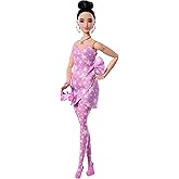 Barbie Deluxe Style Doll in #11 Pink Denim Dress with Accessories | Fashion Doll Wearing Matching Outfit and Accessories Like Handbag and Jewelry