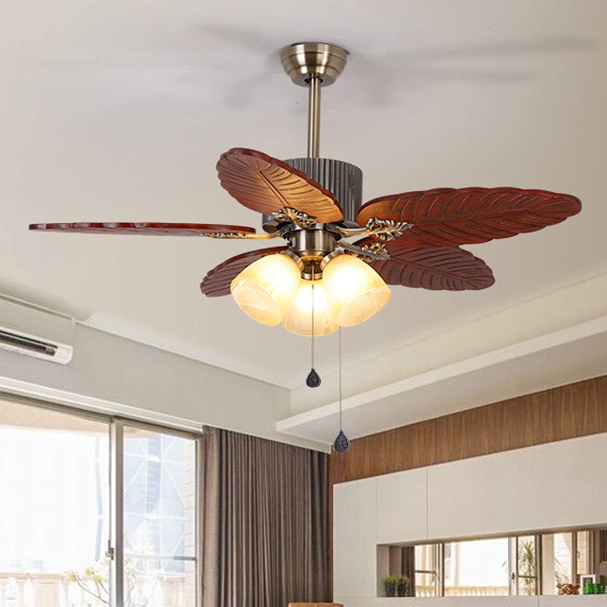SEREBII Bronze Ceiling Fan Pull Chain Set, Fan Pull Chain Extension, Fan Pull Chain Pendant Ceiling, Bronze Ball Chain with 12 Inch Connector 4 Pieces Pull Chain Extender Ornament(Bronze Copper) - - 