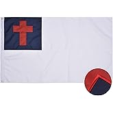 VICDRIA Christian Flag 3x5 Ft, Outdoor Embroidered Christianity Cross Church Jesus Faith Flags, Heavy Duty Durable, 210D Oxford Polyester, Brass Grommets