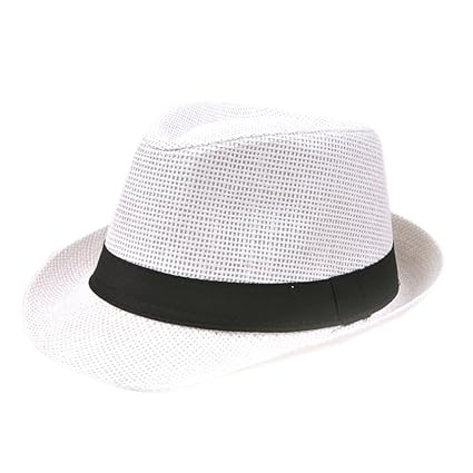 Dosige Schirmmütze Sonnenschutz Hut Hüte Strohhut Sonnenhut Jazz Hut Strandhut Sommerhut Panamahut Damen Herren 1pcs (Weiß)