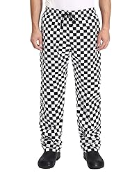 Men’s Black and White Checkerboard Print Chef