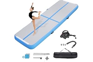 KIKILIVE Inflatable Gymnastics Air Tumbling Track Mat 10ft 13ft 16ft 20ft, Air Tumble Track Mat with Electric Air Pump for Home Use Training Cheerleading Yoga Water Beach Park