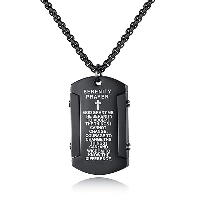 Stainless Steel Cross & Dog Tag Pendant Necklace - Silver/Black 316L - View #4