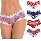 Curve Muse Pack of 4 Sexy Sheer Lace Tanga Hipster Bikini Panties