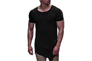 WODCEEKE Mens Hipster Hip Hop Ripped T-Shirt Summer Short Sleeve Muscle Workout Shirt Irregular Hem Athletic Tee Shirt