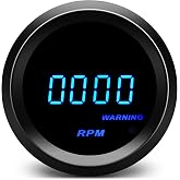 MAIMEIMI 2" 52mm Tachometer Blue Digital LED Tacho Gauge for 12V Car AUTO 4 6 8 Gasoline Cylinder (Black)