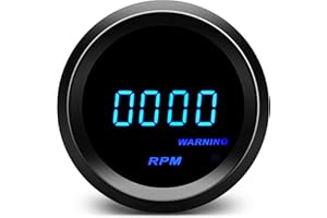 MAIMEIMI 2" 52mm Tachometer Blue Digital LED Tacho Gauge for 12V Car AUTO 4 6 8 Gasoline Cylinder (Black)