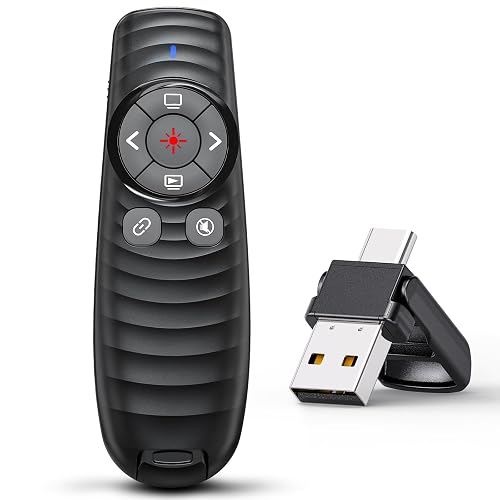 Remote Computer Clicker Button Presentation Clicker Wireless Presenter Remote Clicker for 2-in-1 USB ...