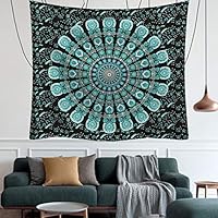 zizwe Wall Tapestry Bohemian Mandala Tapestry Wall Hanging Hippie Indian Beach Blanket Throw, Mandala Table Cover or Tablecloth Meditation Yoga Mat - 59.1" x 51.2", Boho Spread(59.1" x 51.2") (Green)