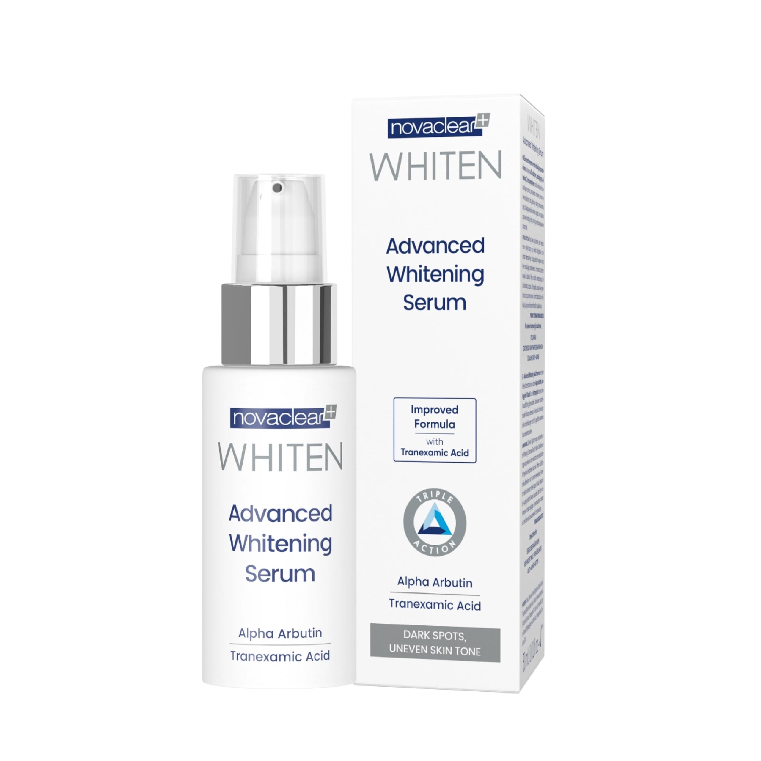 Novaclear Advanced Whitening Serum – Anti Dark Spot Serum with Alpha Arbutin & Tranexamic Acid, Brightening Formula for Blemishes & Pigmentation – 30ml