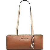 True Religion Satchel Bag, East/West Modern Structured Purse with Dual Shoulder Straps, Logo Charm and Gold Hardware