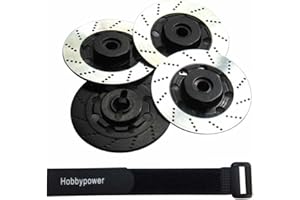 Hobbypower Aluminum 12mm Hex Hub Wheel Tires Brake Disc for 1/10 On-Road Car XI D3 D4 (Pack of 4,Black & Sliver)