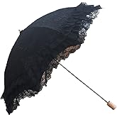 Honeystore Vintage Sun Umbrella 2 Folding Bridal Wedding Lace Parasol Decoration Black