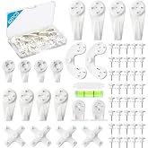 62PCS Picture Hanging Kit for Concrete and Cinder Block Walls | Hardwall Hangers No Drill, No Damage, Includes 7 Hook Sizes, Steel Nails, Mini Level for Photos, Art and Frames