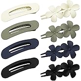 8 PCS Flat Hair Clips, 2 Styles 4 Colors Flat Claw Clips Hair Claws for Women Girls Medium Hair Volume