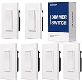 ELEGRP Digital Dimmer Light Switch for 300W Dimmable LED/CFL Lights and 600W Incandescent/Halogen, Single Pole/3-Way LED Slide Dimmer, Wall Plate Included, UL Listed, 6 Pack, Matte White
