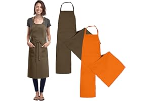 2 Pcs Pottery Apron Split Leg Long Artist Painting Apron with 3 Pockets & Adjustable Buckle for Adults Ceramic Wheel DIY Art,