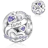 Alstade Birthstone Charm 925 Sterling Silver Charms fits Bracelets and Necklace Pendant Bead Happy Birthday Charms Jewelry Present for Women Family Friends