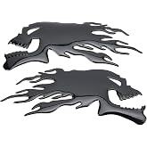 2Pcs Fuel Skull Universal Flame Motorcycle Helmet Decals Decorations Practlsol Sticker