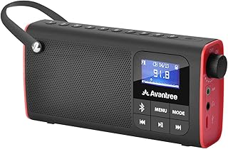 Avantree 3 in 1 Portable Tragbares FM Radio, Klein Mini Radio mit Bluetooth Lautsprecher, SD Card MP3 Player mit Akku, Auto Scan Save, LED Display, Batteriebetrieben - SP850