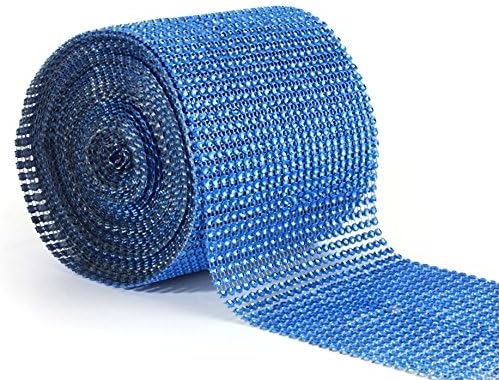 4.75" Wide Rhinestone Ribbon Roll Diamond Mesh Wrap Roll Sparkle Rhinestone Crystal Ribbon Party Supplies & Wedding 10 Yards (Blue)
