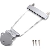 FarBoat 6-String Trapeze Tailpiece Bridge Metal Replacement Accessories for LP Jazz Archtop Guitar with Screws (Silver)