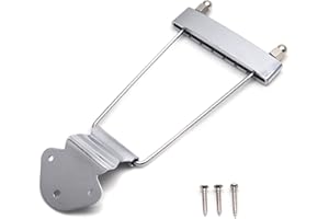 FarBoat 6-String Trapeze Tailpiece Bridge Metal Replacement Accessories for LP Jazz Archtop Guitar with Screws (Silver)