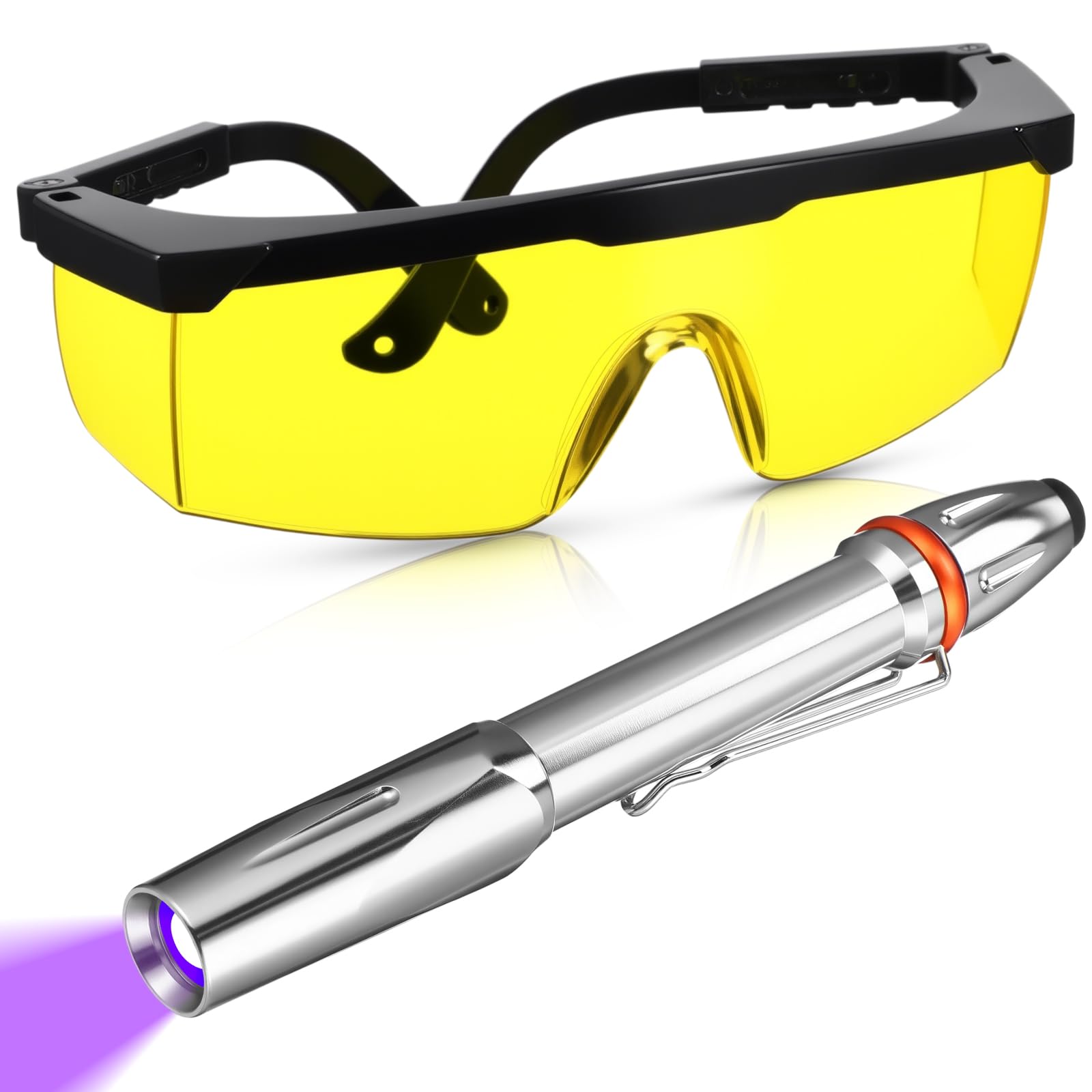 Photo 1 of Tellegloww Air Conditioner Leak Detector Tool AC Leak Automotive Kit UV Light Oil Dye Detection with Protective Glasses for Dog/Cat Urine, Dry Stains, Bed Bug, Resin Curing(Pen)