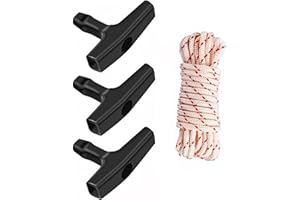 VEHIRANS 3 Pieces Pull Start Handle,Recoil Starter Rope 10-Meter with Diameter 3.5mm,Lawn Mower Chain Saw Engine Starter Rope