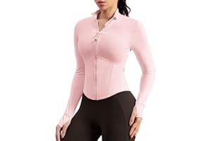 QUEENIEKE BareLuxe Corset BBL Jacket for Women Zip Up Waist-Length Cropped Running Workout Athletic Top with Thumb Holes