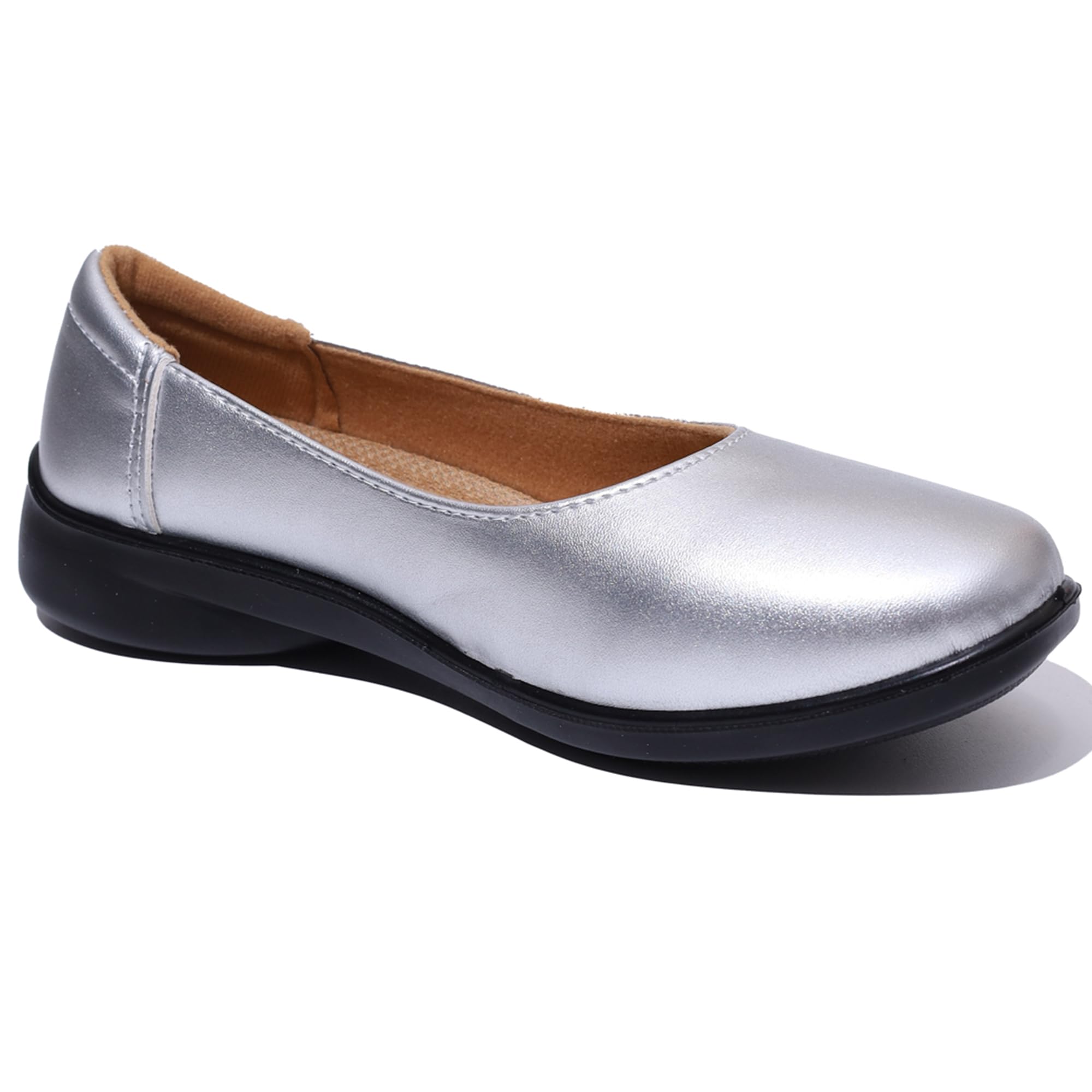 Photo 1 of Aomigoct Flats for Women Ballets Shoes: Silver 6.5 Comfortable Dress Flats for Office Work - 2025 Ladies Dressy Wedding Shoe