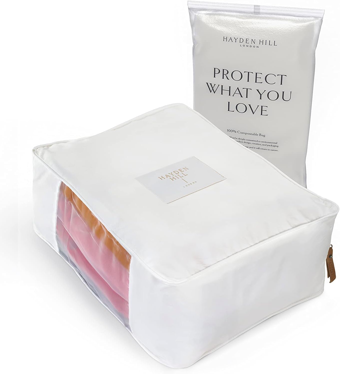 Hayden Hill Luxury Organic Cotton Sweater Bag - Fits 4 Fine Knit Sweaters - 15 Inch - Cashmere Garment Bag - Breathable Moth Proof Storage for Clothes and Sweaters - Carbon Neutral