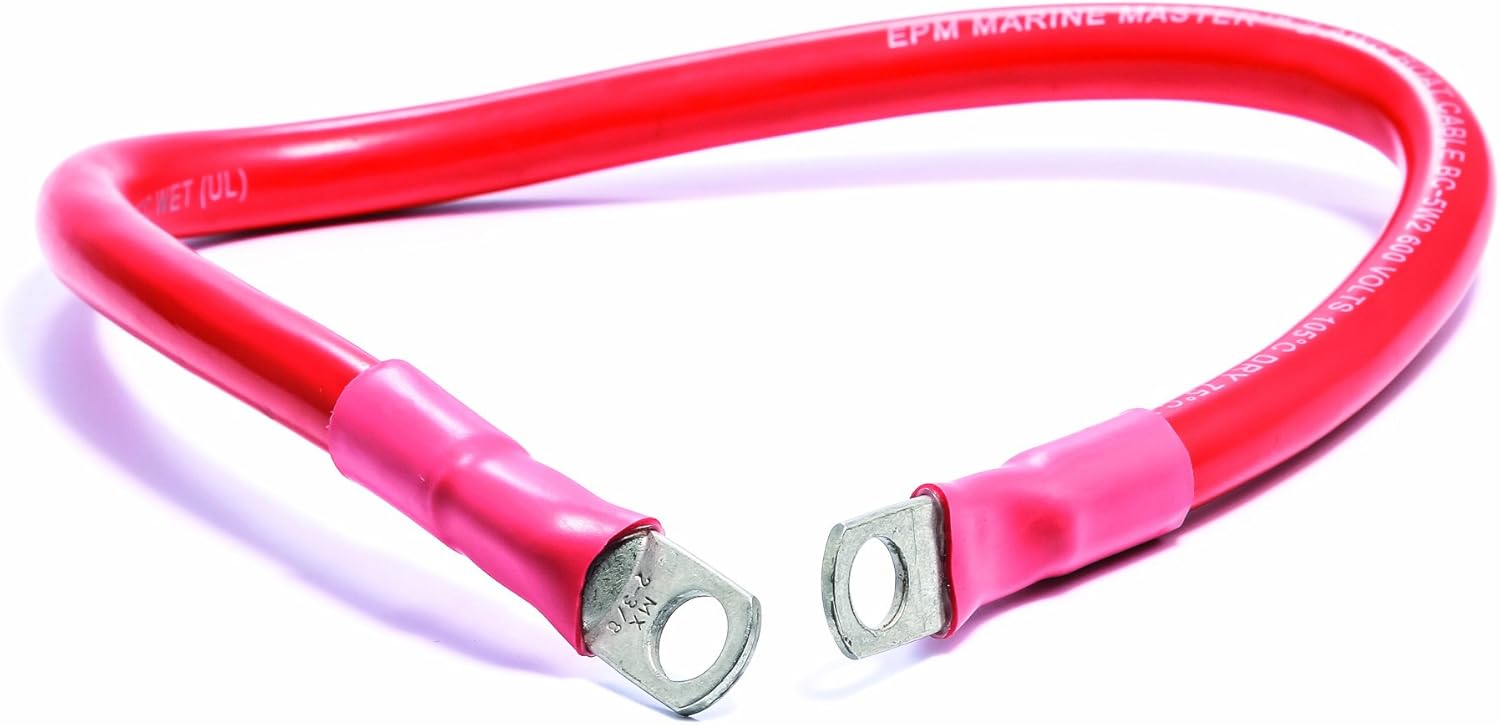 Camco 47456 Red 3/8" Stud 72" Long 4-Gauge Marine Battery Cable and Lug Assembly Tinned: Automotive