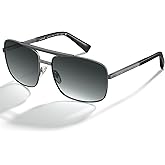 CARFIA Pilot Polarized Sunglasses for Men UV Protection Classic Double Bridge Anti-Glare Driving Shades with Spring Hinges