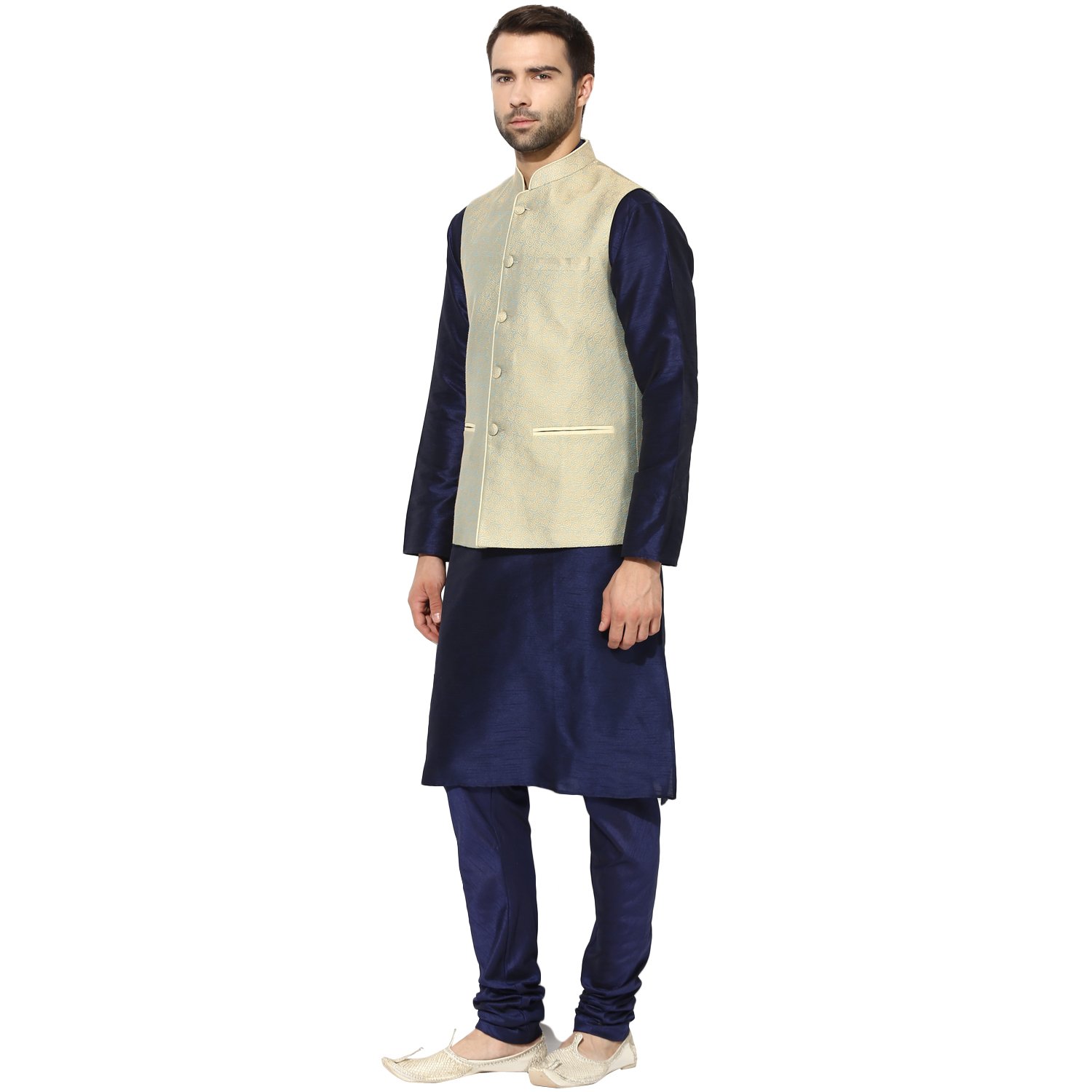 kisah benarasi cotton silkself designwaistcoat for men's