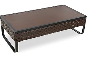 PATIOFESTIVAL Romayard Long Patio Coffee Table with U Shape Leg Cast Aluminum Tabletop, 47.2" x 23.6"