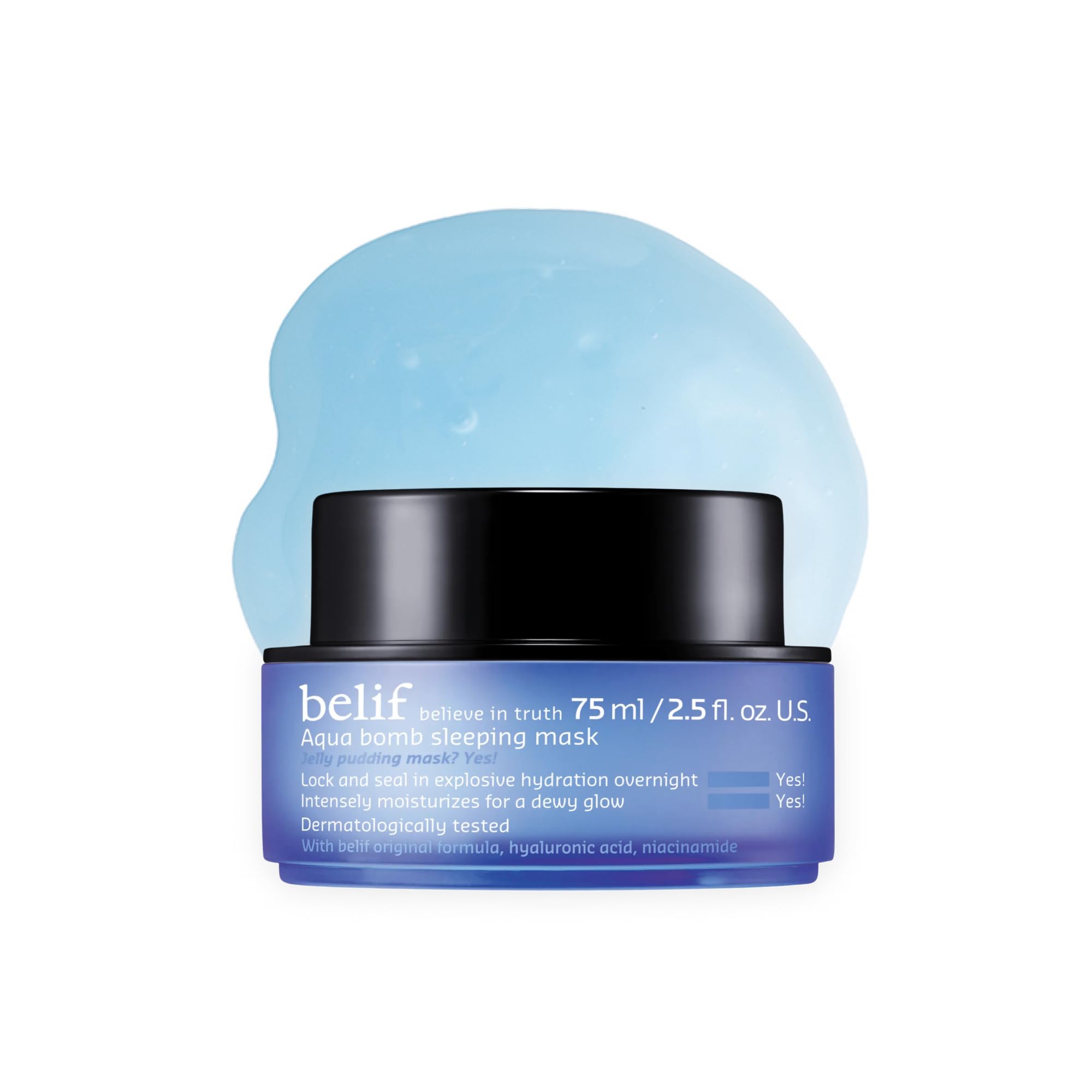 belif Aqua bomb sleeping mask | Pillow proof jelly-pudding overnight sleeping mask, hydrating, brightening and revitalise skin with hyaluronic & niacinamide, Korean skincare, Korean beauty (50ml)