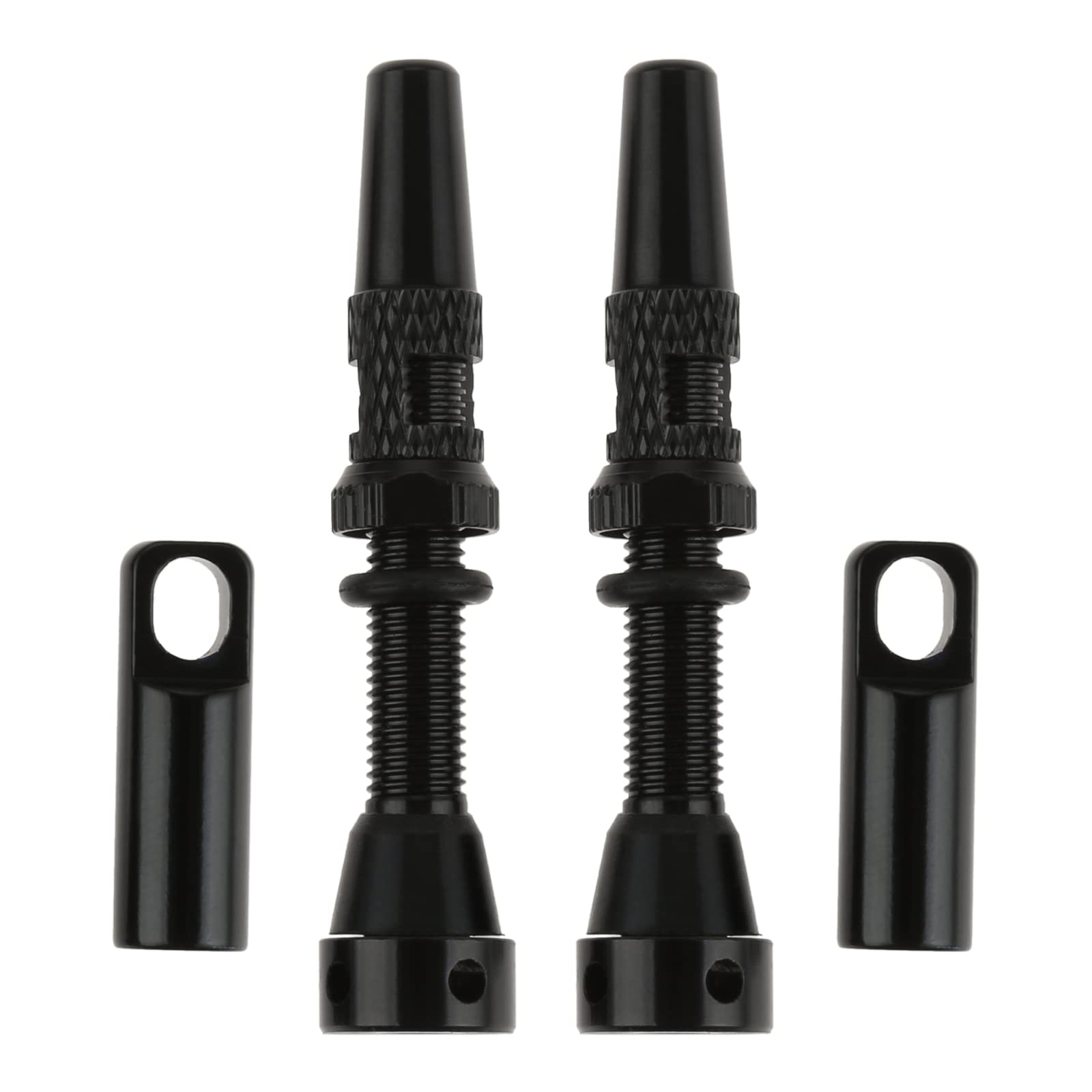Dreld Tubeless Valve Stems 44mm, 1 Pair of Aluminum Alloy Presta Tubeless Valves, French Style Road Bicycle Valves with Cap and Valve Spanner, 44mm, Black