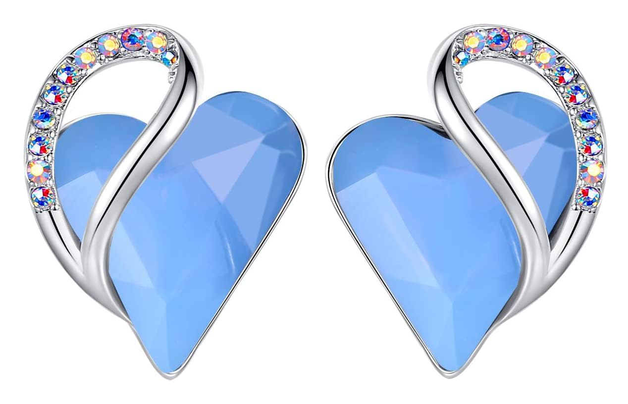 Leafael Mother's Day Earrings for Women, Infinity Love Birthstone Heart Crystal Studs, Allergy-Free Jewelry for Wife Mom Her, Silver-Tone, Gift Box Included — image 1
